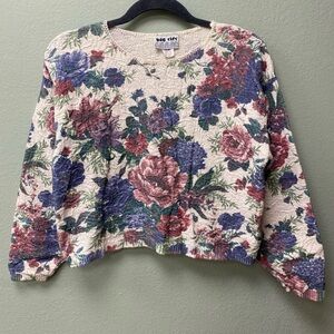 Vintage Big City floral sweater crop top made in USA